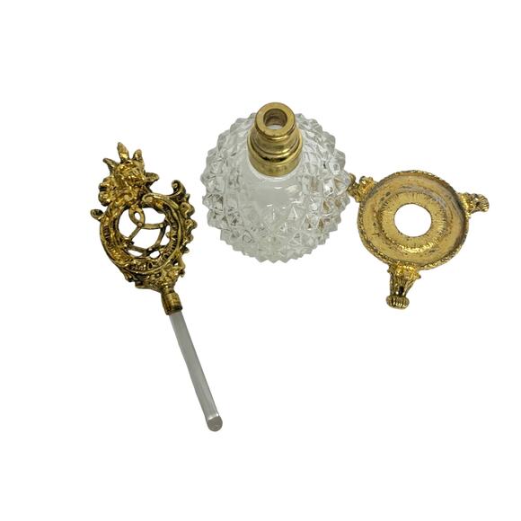 Vintage Gold Ormolu Filigree Ornate Decorative Perfume Bottle - Picture 7 of 7